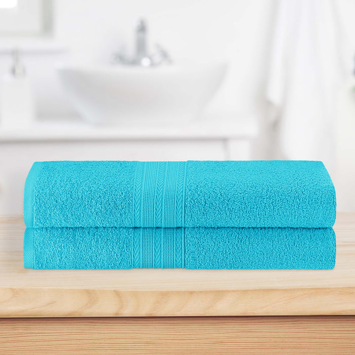 Cotton Eco Friendly 2 Piece Solid Bath Sheet Towel Set - Turquoise