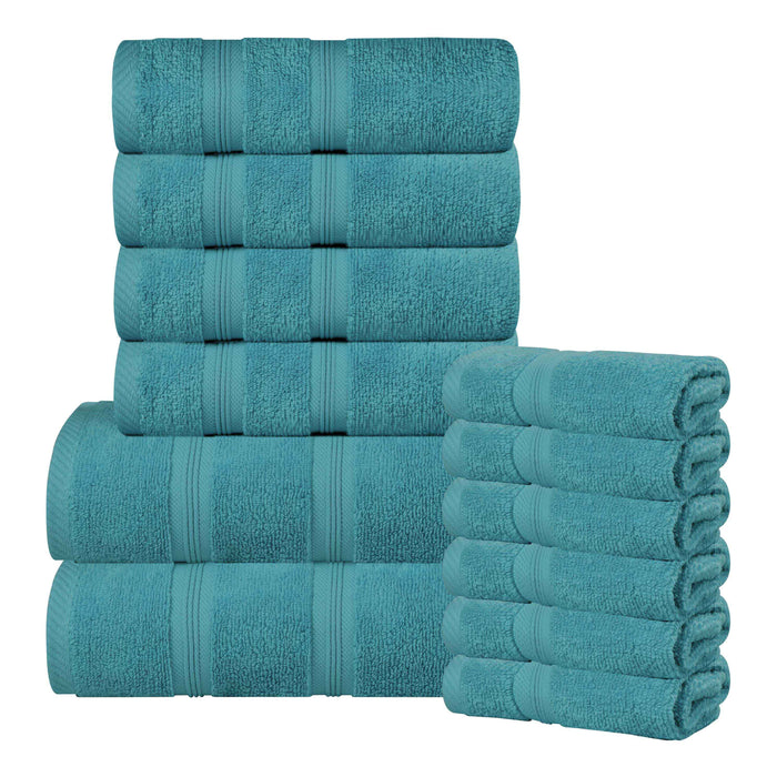 Smart Dry Zero Twist Cotton 12 Piece Solid Assorted Towel Set