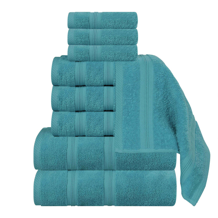 Smart Dry Zero Twist Cotton 9 Piece Solid Assorted Towel Set