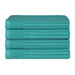 Soho Ribbed Textured Cotton Ultra-Absorbent Bath Towel Set of 4 - Turquoise