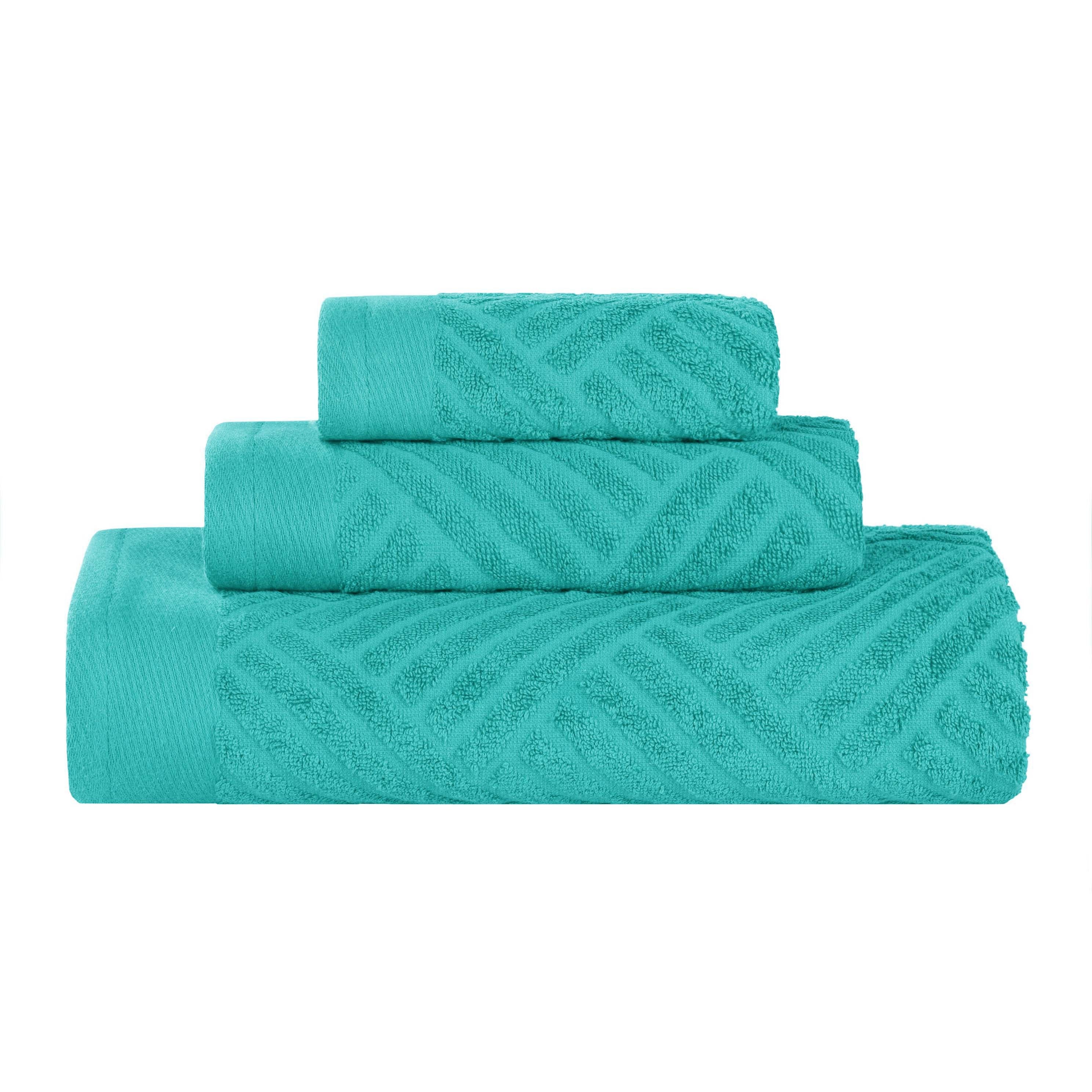 Basketweave Egyptian Cotton Jacquard 3 Piece Assorted Towel Set - Blue Nile Mills