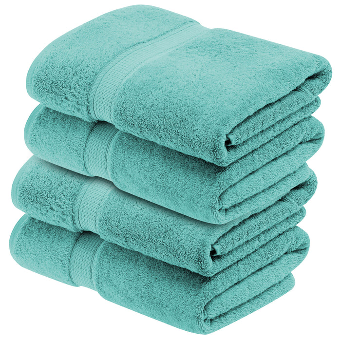 Egyptian Cotton Plush Heavyweight Absorbent Bath Towel Set of 4 - Turquoise