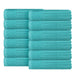 Soho Ribbed Textured Cotton Ultra-Absorbent Face Towel (Set of 12) - Turquoise