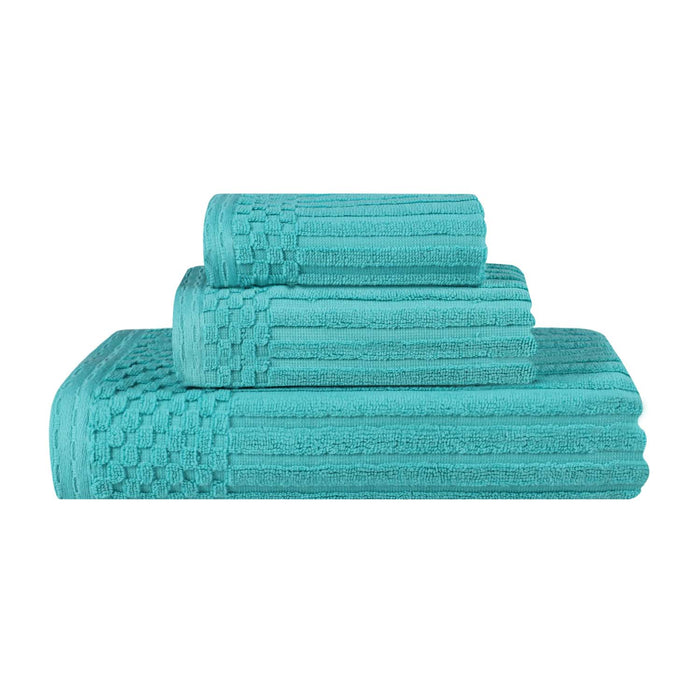 Soho Ribbed Textured Cotton Ultra-Absorbent 3-Piece Assorted Towel Set