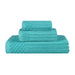Soho Ribbed Textured Cotton Ultra-Absorbent 3-Piece Assorted Towel Set - Turquoise