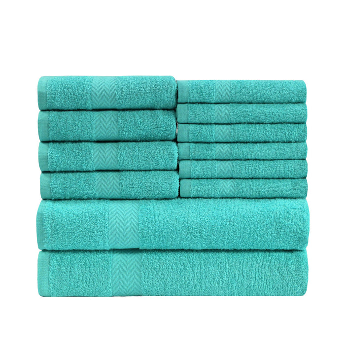 Franklin Cotton Eco Friendly 12 Piece Towel Set - Turquoise