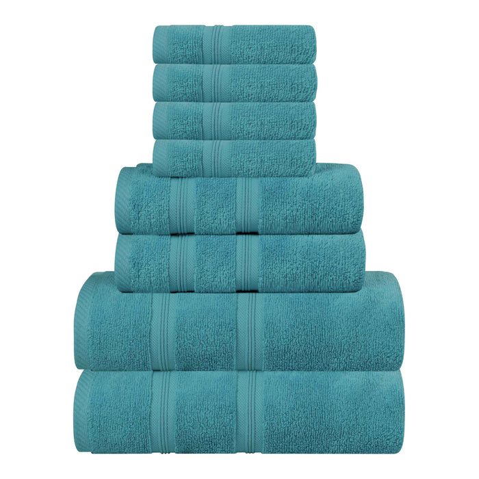 Smart Dry Zero Twist Cotton 8 Piece Solid Assorted Towel Set