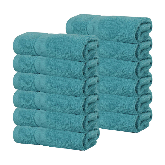 Smart Dry Zero Twist Cotton Solid Washcloth Face Towels, Set of 12