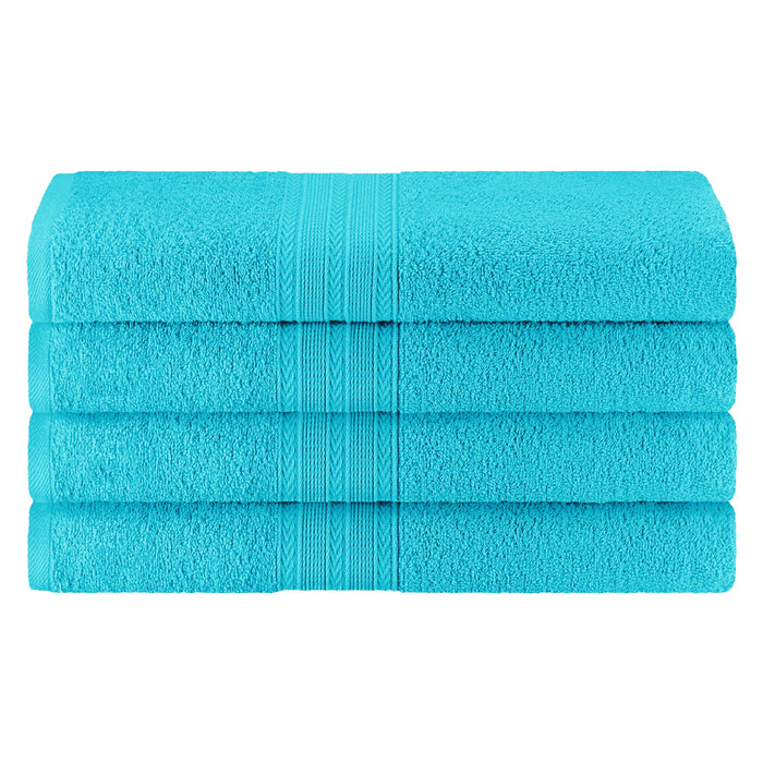 Cotton Eco-Friendly 4 Piece Solid Bath Towel Set - Turquoise