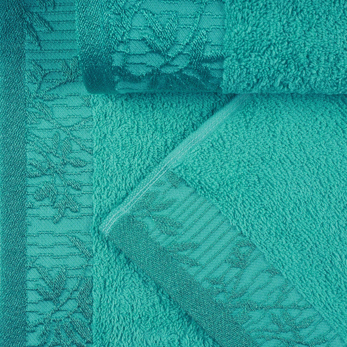 Wisteria Cotton Decorative 6 Piece Towel Set - Turquoise