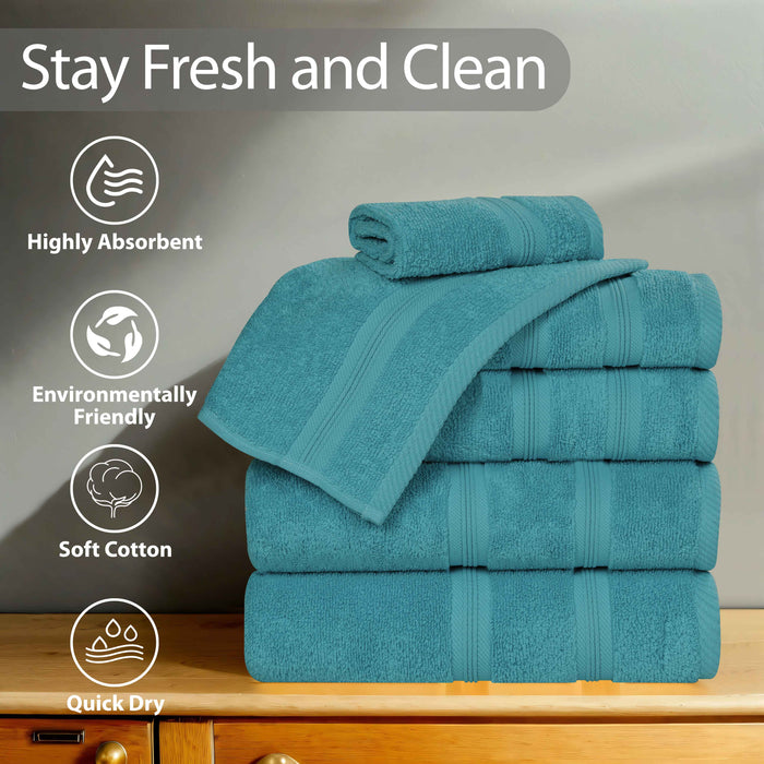 Smart Dry Zero Twist Medum Weight Cotton Solid Bath Towels, Set of 4