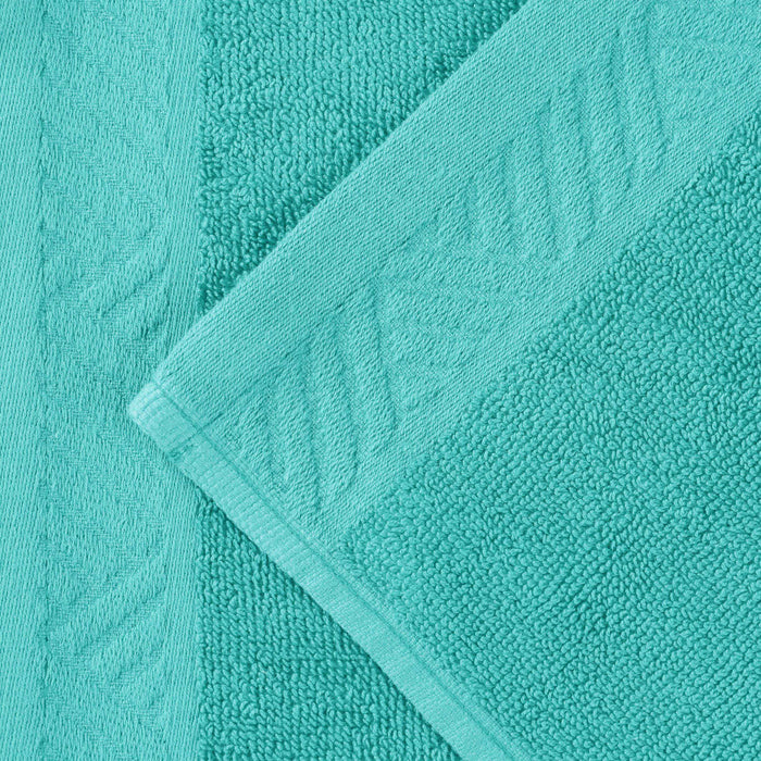 Basketweave Jacquard and Solid 6-Piece Egyptian Cotton Towel Set - Turquoise