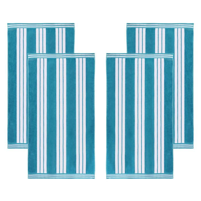 Cabana Stripe Oversized Cotton Beach Towel Set Of 2, 4, 6 - Turquoise