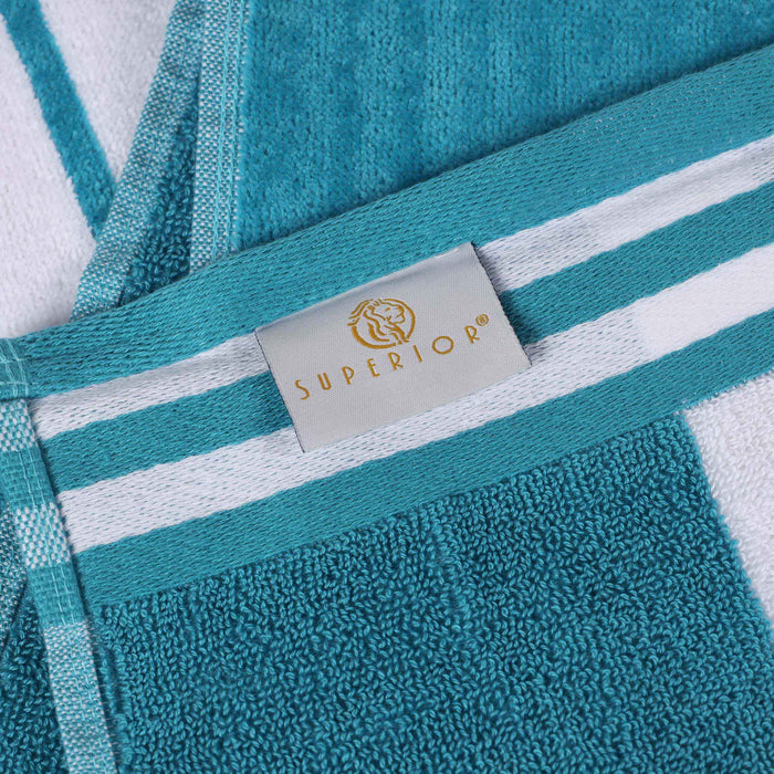 Cabana Stripe Oversized Cotton Beach Towel Set Of 2, 4, 6 - Turquoise