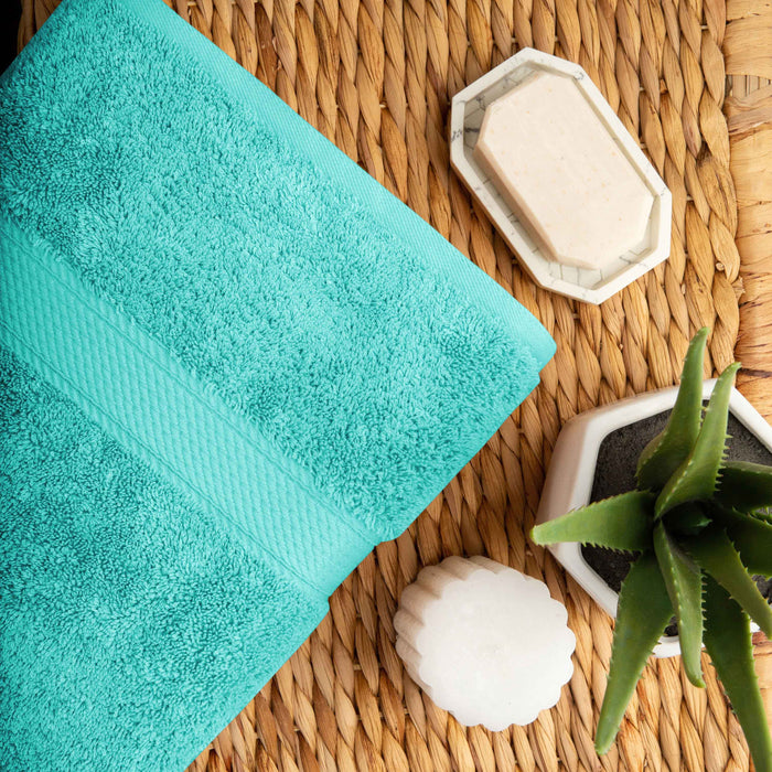 Egyptian Cotton Pile Plush Heavyweight Absorbent 6 Piece Towel Set - Turquoise