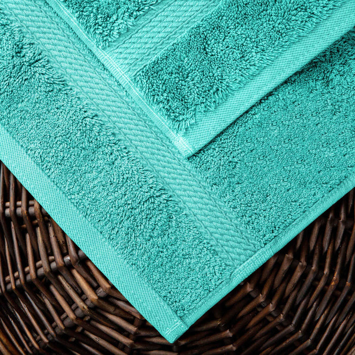 Egyptian Cotton Pile Plush Heavyweight Absorbent 3 Piece Towel Set - Turquoise