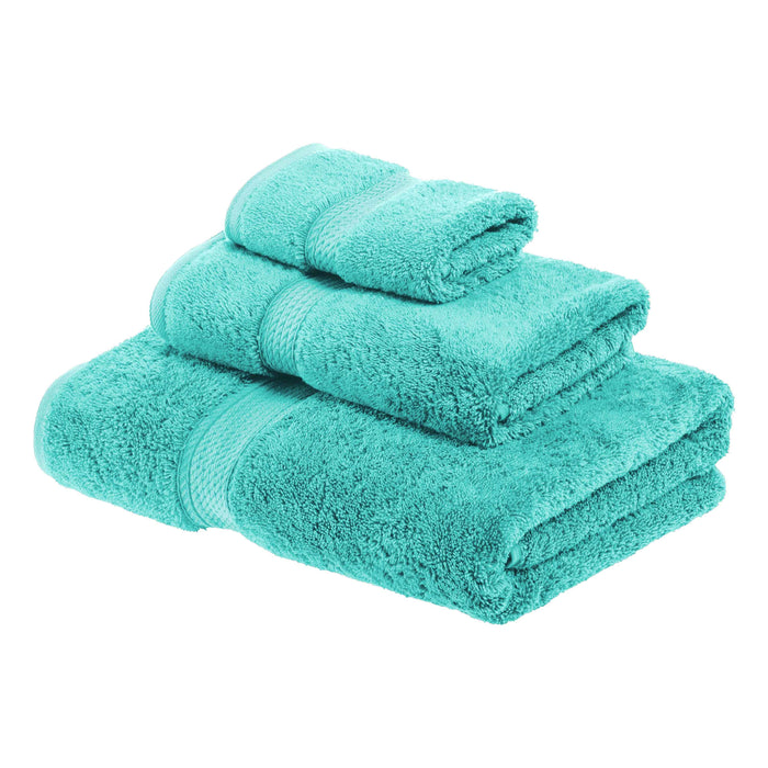 Egyptian Cotton Pile Plush Heavyweight Absorbent 3 Piece Towel Set - Turquoise