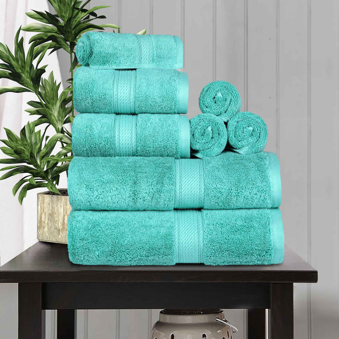 Egyptian Cotton Pile Plush Heavyweight Luxury Soft 8-Piece Towel Set