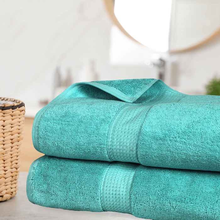 Egyptian Cotton Pile Plush Heavyweight Absorbent Bath Sheet Set of 2 - Turquoise