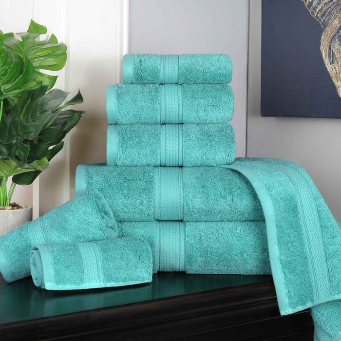 Egyptian Cotton Pile Plush Heavyweight Luxury Soft 8-Piece Towel Set