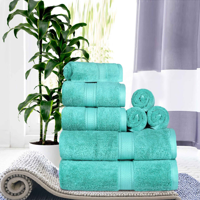 Egyptian Cotton Pile Plush Heavyweight Luxury Soft 8-Piece Towel Set