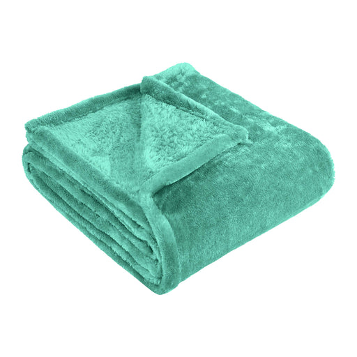 Classic Solid Fleece Plush Medium Weight Fluffy Soft Blanket - Turquoise