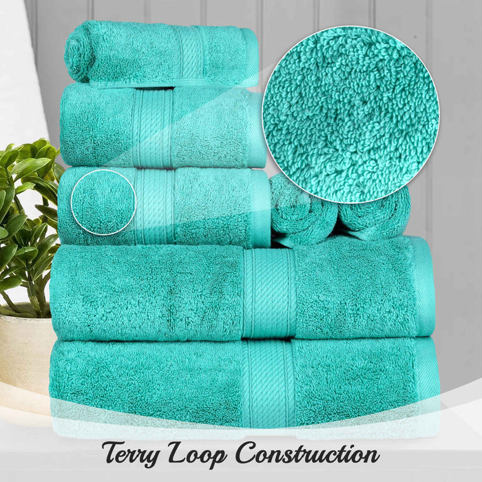 Egyptian Cotton Pile Plush Heavyweight Luxury Soft 8-Piece Towel Set