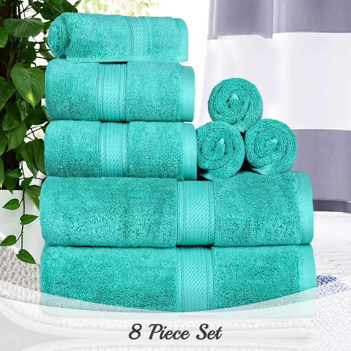 Egyptian Cotton Pile Plush Heavyweight Luxury Soft 8-Piece Towel Set