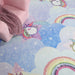 Unicorn Rainbow Colorful Kids Playroom Nursery Indoor Area Rug - Sapphire