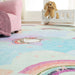 Unicorn Rainbow Colorful Kids Playroom Nursery Indoor Area Rug - Turquoise