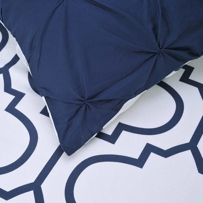 Valencia Cotton Duvet Cover & Pillow Sham Set - Blue