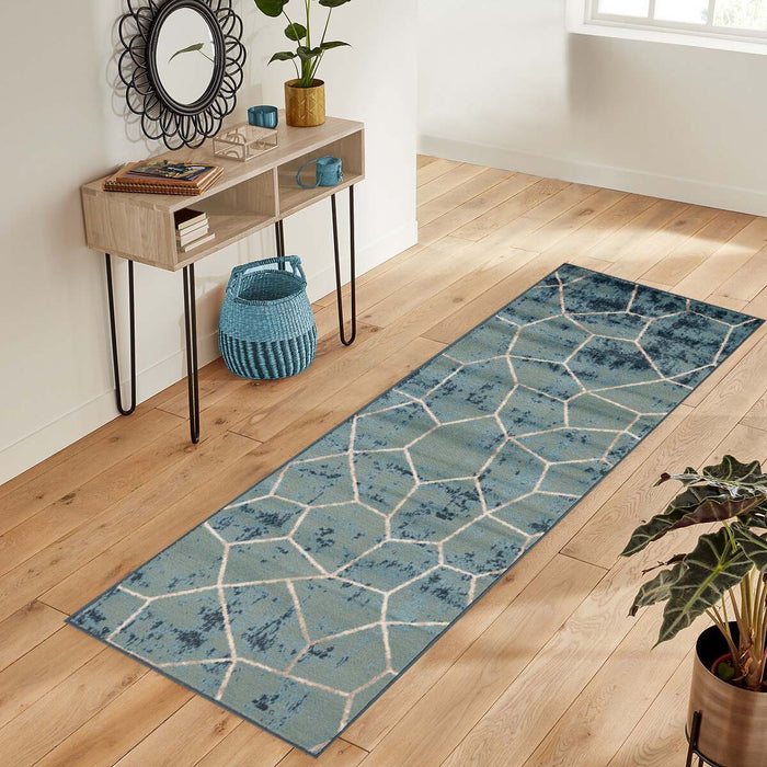 Vegas Geometric Tile Indoor Area Rug - Blue