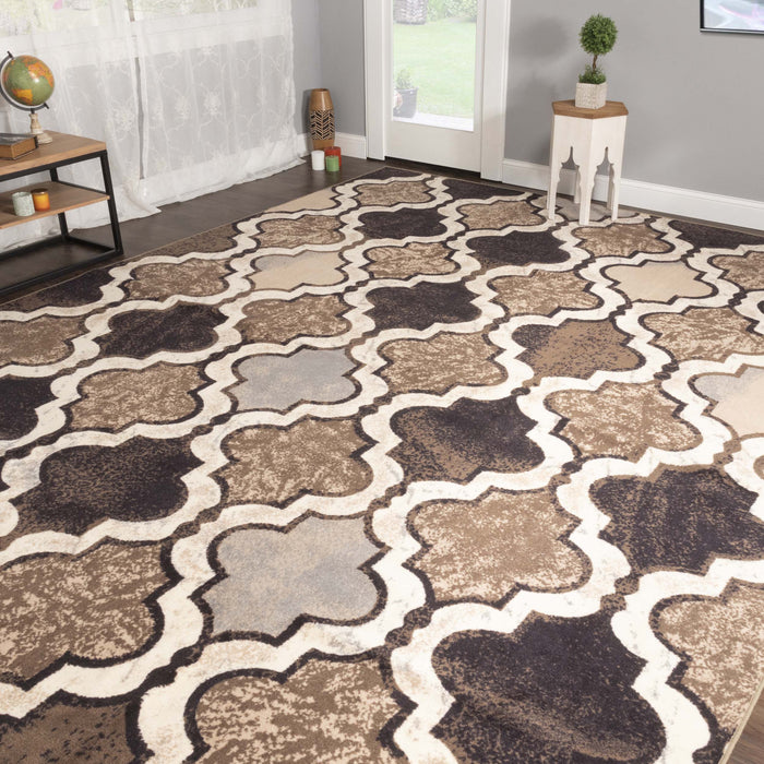 Viking Contemporary Geometric Trellis Non-Slip Indoor Area Rug