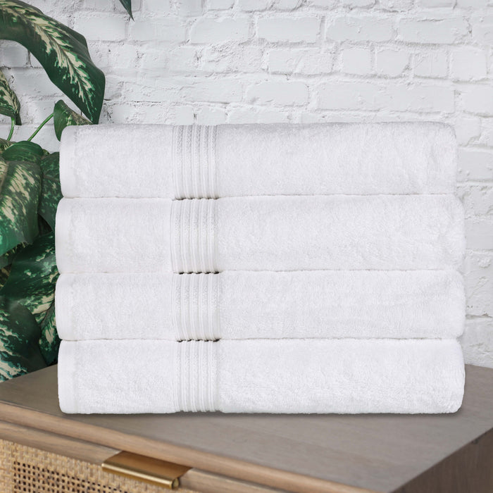 Egyptian Cotton 4 Piece Solid Bath Towel Set - White