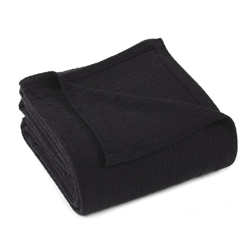 Textured Cotton Weave Solid Waffle Blanket or Throw - Black