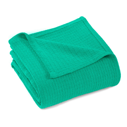 Textured Cotton Weave Solid Waffle Blanket or Throw - Gumdrop Green