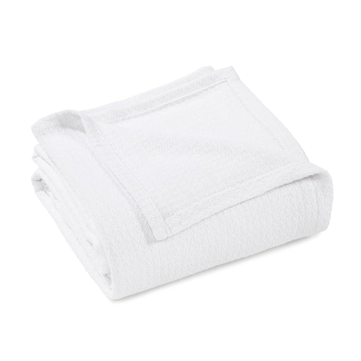 Textured Cotton Weave Solid Waffle Blanket or Throw - White