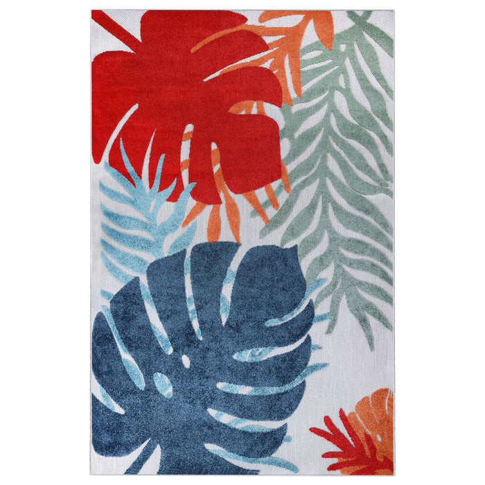 Waikiki Oversized Tropical Leaves Coastal Indoor Outdoor Area Rug