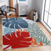 Waikiki Oversized Tropical Leaves Coastal Indoor Outdoor Area Rug - Multicolor