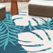 Waikiki Tropical Leaves Indoor / Outdoor Area Rug or Runner - Blue-Green/Cream