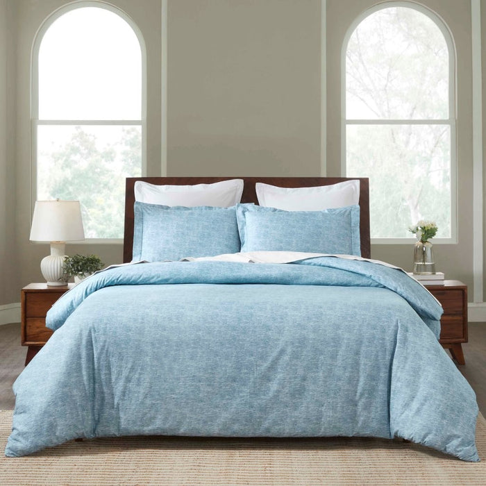 Melange Flannel Cotton Two-Toned Brushed Duvet Cover Set