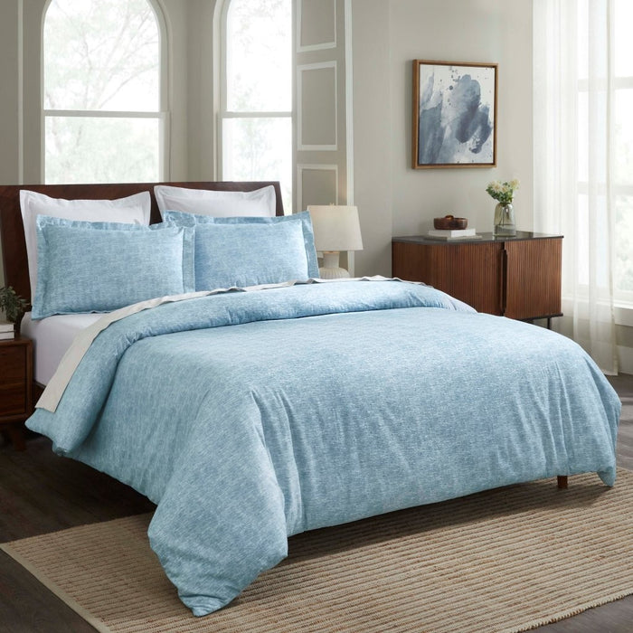 Melange Flannel Cotton Two-Toned Brushed Duvet Cover Set