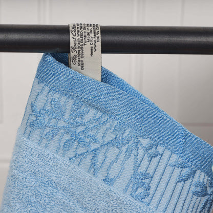 Wisteria Cotton Floral Embroidered Jacquard Border 8-Piece Towel Set - Blue Nile Mills