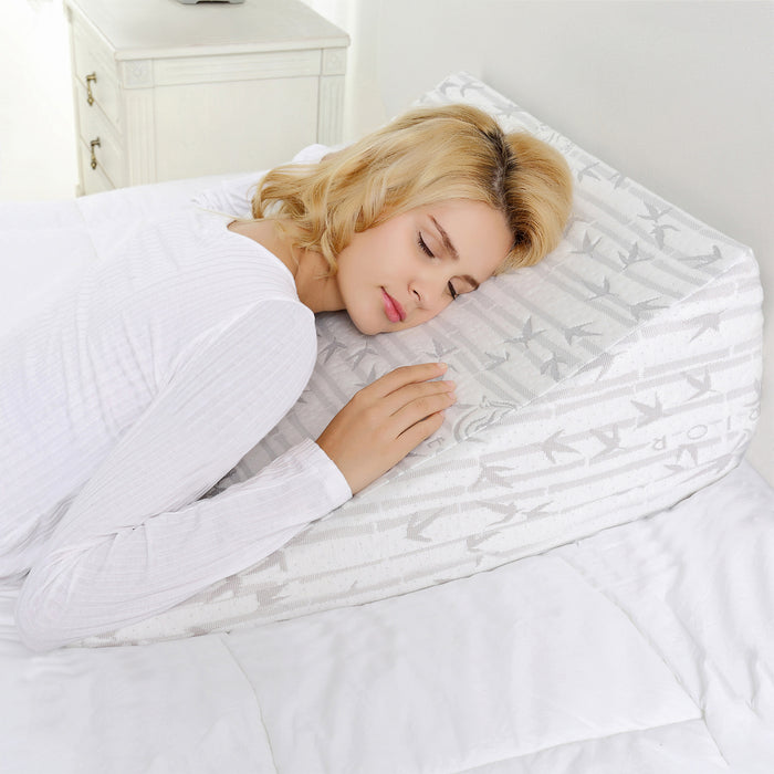 Memory Foam Sleeping Support Wedge Body Pillow, Removable Cover White