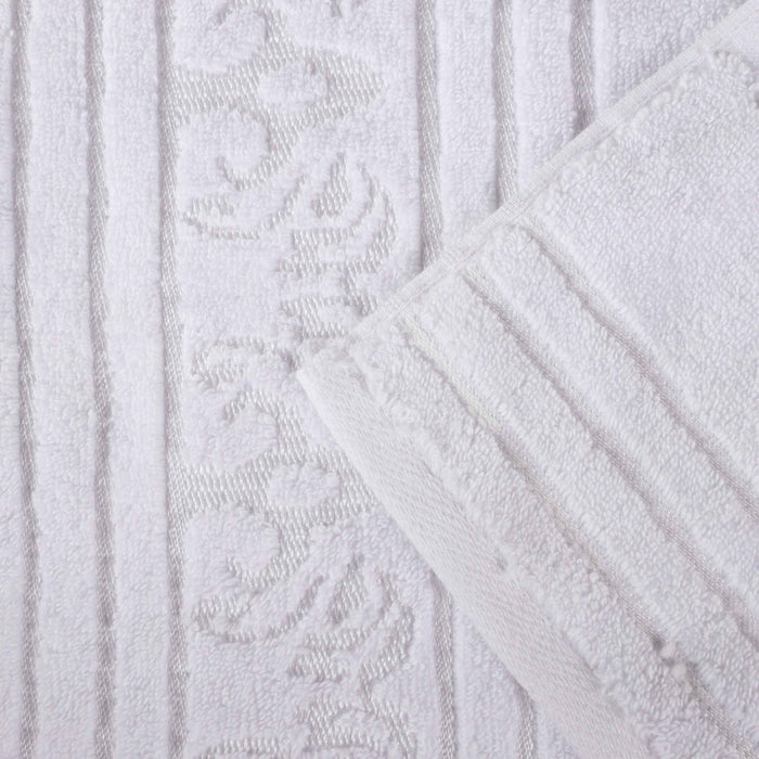 Sadie Zero Twist Cotton Solid Jacquard Floral Hand Towel Set of 6 - White