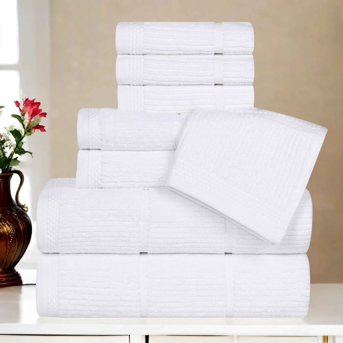 Milo Smart Twist Cotton Solid Ribbed Design 8 Piece Towel Set