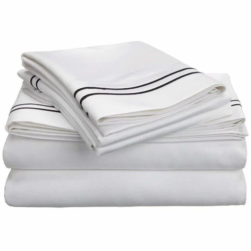 700 Thread Count Egyptian Cotton Embroidered Deep Pocket Sheet Set - White