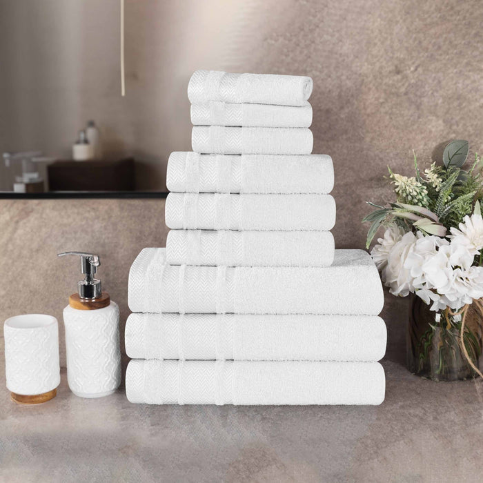 Hays Cotton Medium Weight 9 Piece Bathroom Towel Set - White