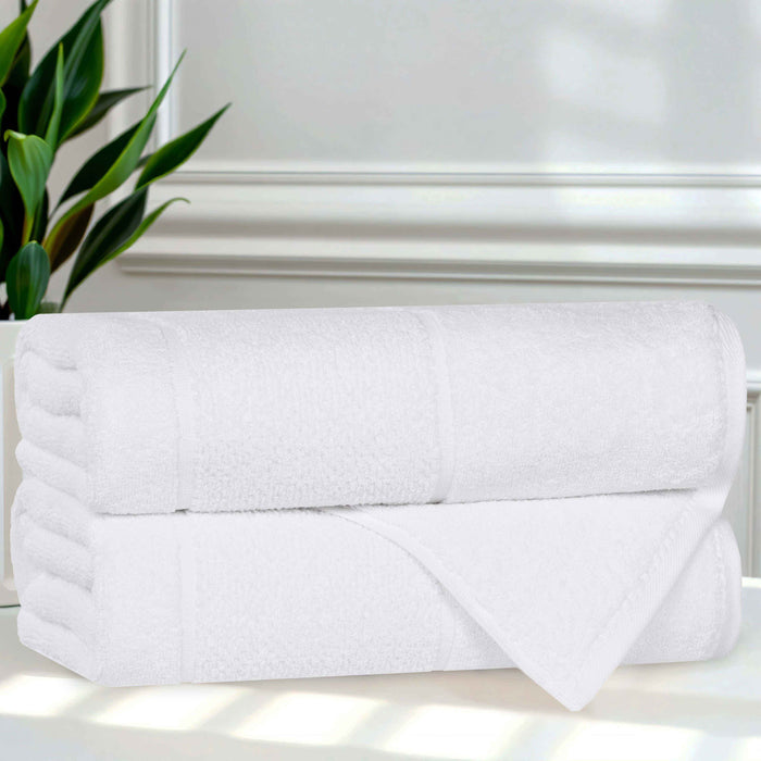 Mile Smart Twist Cotton Solid Broad Border Bath Towels, Set of 2