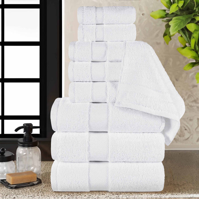 Niles Egypt Produced Giza Cotton Dobby Ultra-Plush 9 Piece Towel Set - White